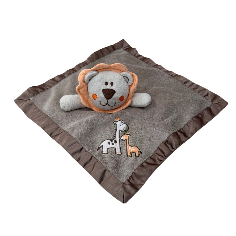 Small Wonders Lion Lovey Security Blanket Giraffe Gray Brown Plush Kids Toy 12in